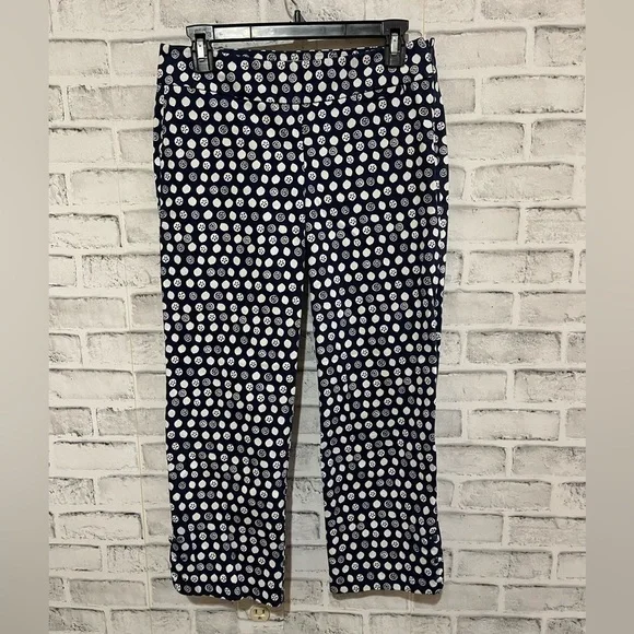 Lilly Pulitzer Palm Beach Fit navy blue with white lemon print cropped pants 2 - Picture 1 of 6